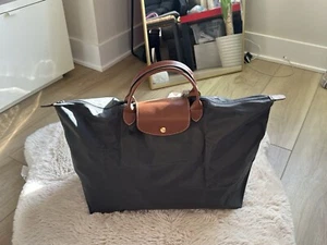 NWT LONGCHAMP LE PLIAGE 18 L Weekender Duffel Travel Tote Bag Gunmetal - Picture 1 of 20