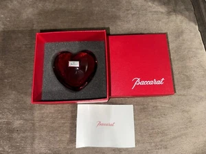 BACCARAT France Res Glas Kristall PUFFED HEART Briefbeschwerer Figur Etikett Box - Bild 1 von 1