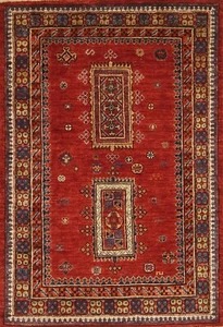 3 x 4 ft Red Oriental Afghan Hand Knotted Tribal Area Rug - Picture 1 of 18