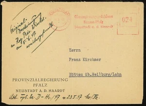 Germany Neustadt 1947 Palatinate Provincial Government Official Correspondence - Picture 1 of 1