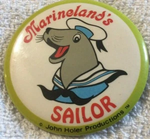 Marineland's Sailor John Holer Productions - Vintage Pinback Pin Button 3.25" - Imagen 1 de 2