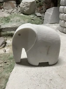 4 Inch Marble Elephant Statue Hand Carved Elephant Sculpture Home Decor Gift - Picture 1 of 6
