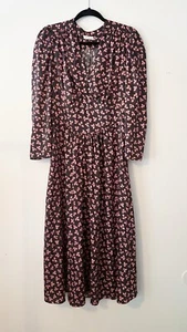 Sandro Billie Maxi Dress Floral Button Detail Fit Flare Size 40 US 8 - Picture 1 of 8