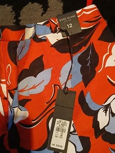 BNWT RIVER ISLAND Red/Orange Blue Floral Dressy Shorts Size 12 - Picture 1 of 3