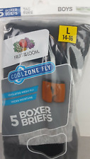 Fruit Of The Loom Coolzone Fly Boys Gray/Black 5 Boxer Briefs Size L(14-16) (62)