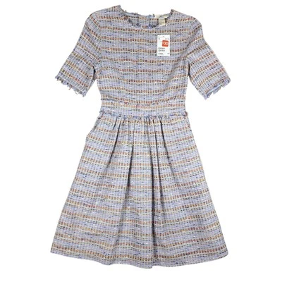 H&M Conscious Multicolor Tweed Dress Womens 2 Pockets 1/2 Back Zip Up - Image 1 of 4