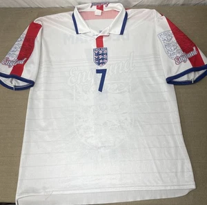 Camiseta de fútbol vintage Inglaterra 7 Beckham estilo Blokecore años 90 rara hecha en Italia - Imagen 1 de 10