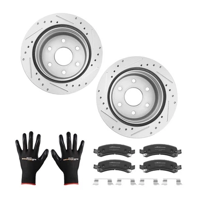 Juego de rotores de freno traseros perforados de 13" + pastillas para Chevrolet Tahoe/GMC Yukon 2002-2006 Foto 1 de 4