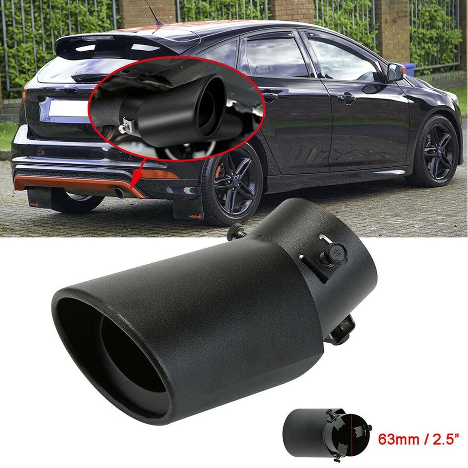 UNIVERSAL 62MM STAINLESS STEEL EXHAUST TIP PIPE BLACK TAIL MUFFLER PIPE FOR AUDI Foto 1 de 4