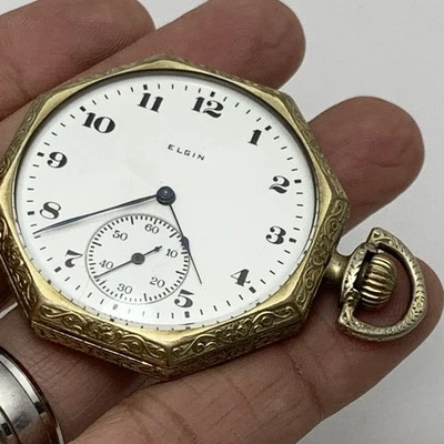 Antiguo Reloj Bolsillo ELGIN 1919 Grado 301, 12s, 7j Modelo 2 Hermosa Estuche Foto 1 de 4