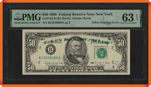 KC- "Offset Printing Error" Fr.2123-B 1988 $50 FRN New York - CU 63 EPQ PMG - Picture 1 of 3