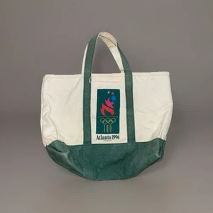 Vintage 1996 Atlanta Olympics Tote Hand Bag 90’s Green Canvas - Picture 1 of 4