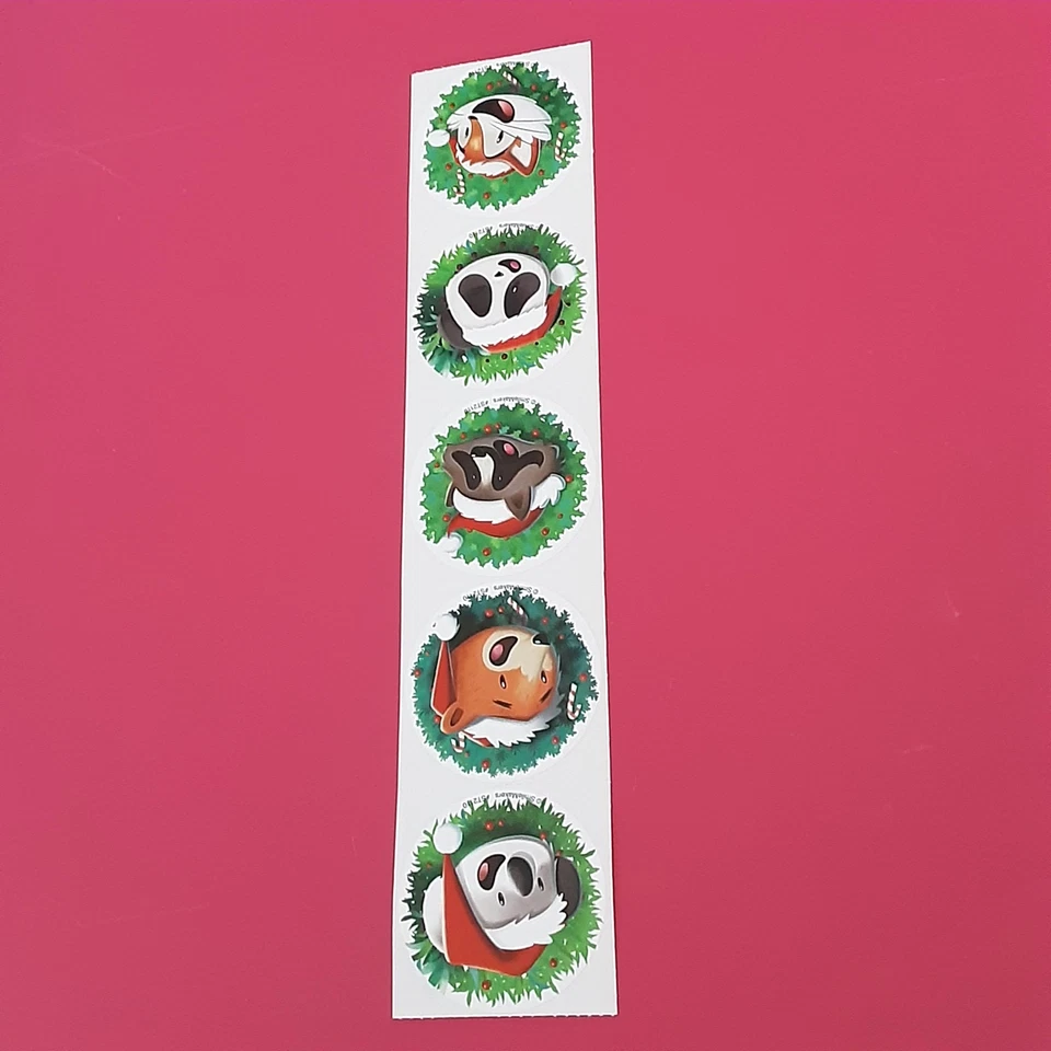 5 Adesivos de Papai Noel Animais de Natal, 2,5" x 2,5" cada, Favores de Festa - Imagem 1 de 1
