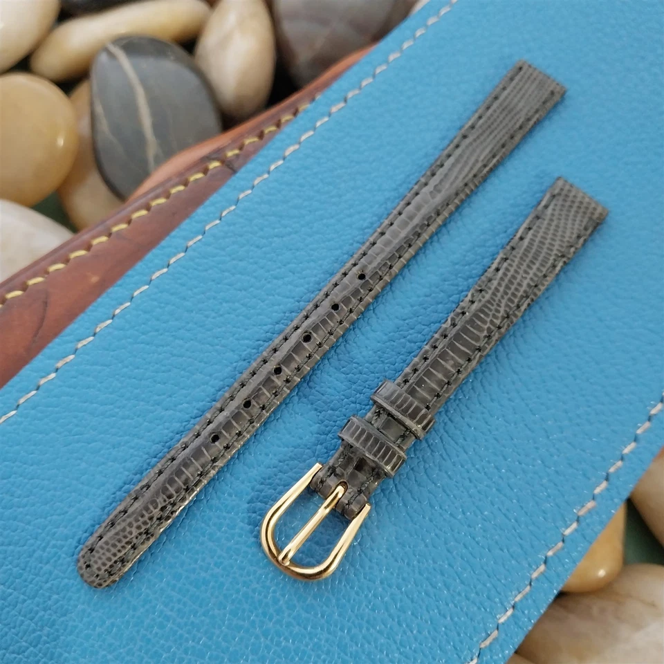 Correa de reloj clásica vintage Speidel 10 mm gris lagarto sin usar Foto 1 de 4