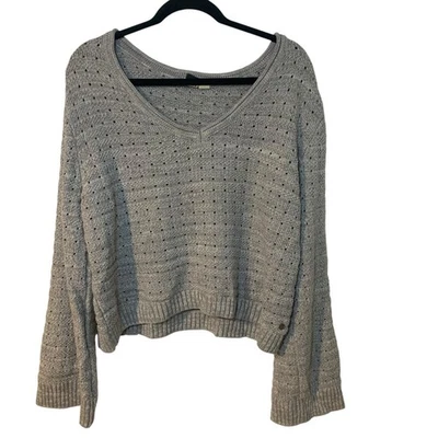 Suéter Roxy Para Mujer Hippy Boho Recortado Largo Ancho Manga Campana Gris XL Cómodo Foto 1 de 4