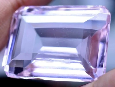 Lab Created 59.20 Ct Pink Brazilian Amethyst GGL Certified Emerald Cut Gem - Image 1 of 4