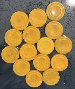 Lot x15 Vintage Butterscotch Amber Veined Bakelite Backgammon Jumbo 1-3/4" Chips - Picture 1 of 8