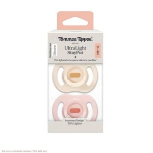 Tommee Tippee UltraLight Silicone Pacifier 0-6m - Light Pink & Dark Pink - 2pk - Picture 1 of 8