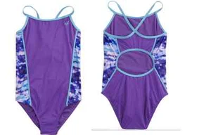 JUSTICE GIRLS 1-PIECE Tie Dye Color block One Piece Swimsuit  MSRP$39.90 NEW WT - Picture 1 of 3