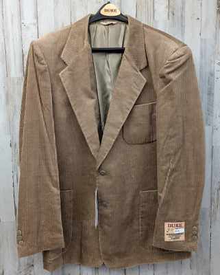Винтажный Duke Haband широкий Wale вельветовый блейзер куртка мужская 44L желтовато-коричневый Western 80-х новый с Ярлыками - Изображение 1 из 4