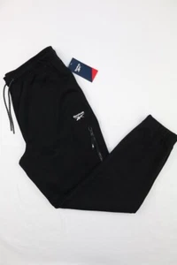 Reebok Mens Edge Fleece Pants Black Sz L Jogger Embroidery Zipped Cargo Pocket - Picture 1 of 19