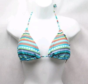 NEW Women's Bikini Swimsuit Top Multicolor Striped Nylon - Have At It Apparel - Picture 1 of 4