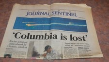 Feb 2 2003   Milwaukee Sentinel  Columbia Space Shuttle Loss