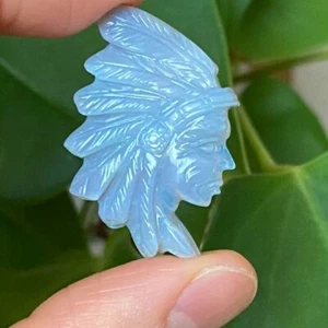 24ct Natural Opal Double-sided Carved Cameo Loose Stone: Native American Profile - Picture 1 of 18