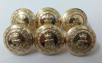 Genuine British Royal Marines RM Insignia No1 Dress Buttons Size 38L NEW x 25 - Image 1 of 4