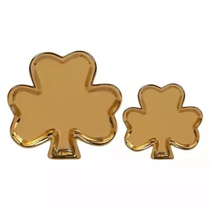 NEW ~ Set of 2 Shamrock Trinket Trays ~ Ceramic ~ GOLD . - Picture 1 of 1