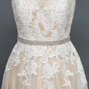Bridal Wedding Bridesmaids Dress Rhinestone Crystal Pearl Sash Gold Ribbon Belt - Picture 1 of 15