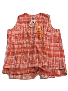 Cristina B Women’s Sleeveless Tunic V Neck Flowy Double Layer Tank Blouse 2XL - Picture 1 of 13