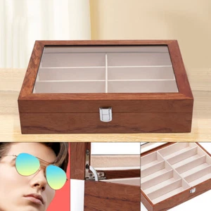 8-Slots Eye Glasses Eyewear Sunglasses Wooden Case Display Storage Organizer Box - Picture 1 of 12