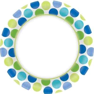 Cool Dots Border Tropical Luau Summer Theme Party 100 ct. 8.5" Dinner Plates - Picture 1 of 1