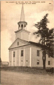 Postal Paul Revere Bell Church on the Hill Thomaston Maine UNP DB - Imagen 1 de 2
