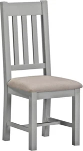 Windsor Pair of slatted back Chairs Pebble Grey with Oat Fabric Seat Assembled - Picture 1 of 8