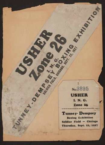 JACK DEMPSEY VS GENE TUNNEY 1927 USHER TICKET AMAZING! Cover