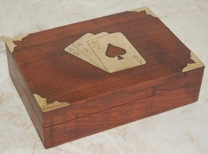 BOOTSSPIELE , " DOPPELKARTENHALTER " TEAK UND MESSING GEFORMT, GESCHENKIDEE . - Bild 1 von 1