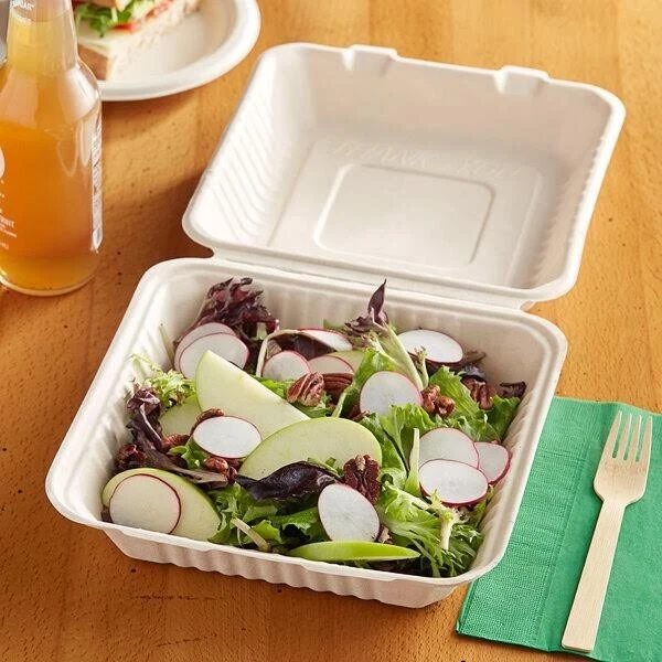  9x9,   1 Comped Hinged Container PFAS-Free Compostable Biodegradable 50/cs - Image 1 of 1