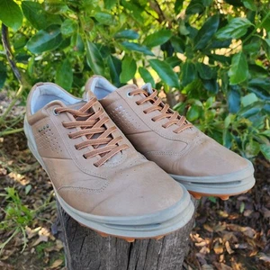 Ecco Hydromax 42 (US 8-8.5) Golf Shoes Brown Leather Spikeless - Picture 1 of 12