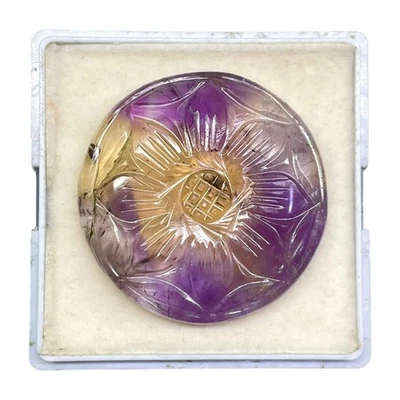 Pingente tamanho pedra preciosa 72,25 cts natural ametrina esculpida 36 mm redondo design floral - Imagem 1 de 4