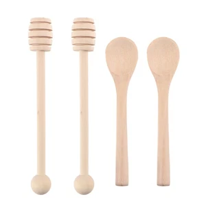 Cuchara agitadora de miel de madera 4 piezas palos de cucharón de miel para favores - Imagen 1 de 12