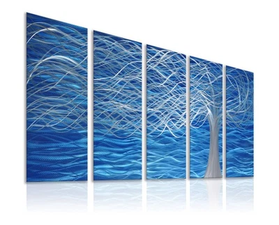 Unique Metal Wall Sculpture, Metal Wall Art with Tree Painting Design, Abstra... - Image 1 of 4