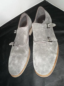 John Varvatos USA Mönch doppelte Schnalle Herren elegante Schuhe grau Wildleder Größe 12 M - Bild 1 von 17