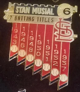 ST. LOUIS CARDINALS STAN "THE MAN" MUSIAL 7 CAREER BATTING TITLES Lapel Pin - Picture 1 of 1
