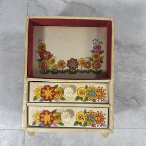 Vintage Jewelry Box Little Girls Flowers Floral Toy - Picture 1 of 7