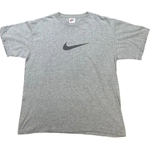 Nike Swoosh T-Shirt Mens Large Vintage 90's Classic Logo Tee Grey Streetwear - Picture 1 of 5
