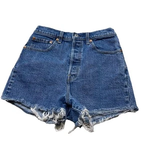 Pantalones Cortos Levi's Premium Denim Talla 27 Lavado Medio Ribcage Jean Shorts Botón J2E - Imagen 1 de 6