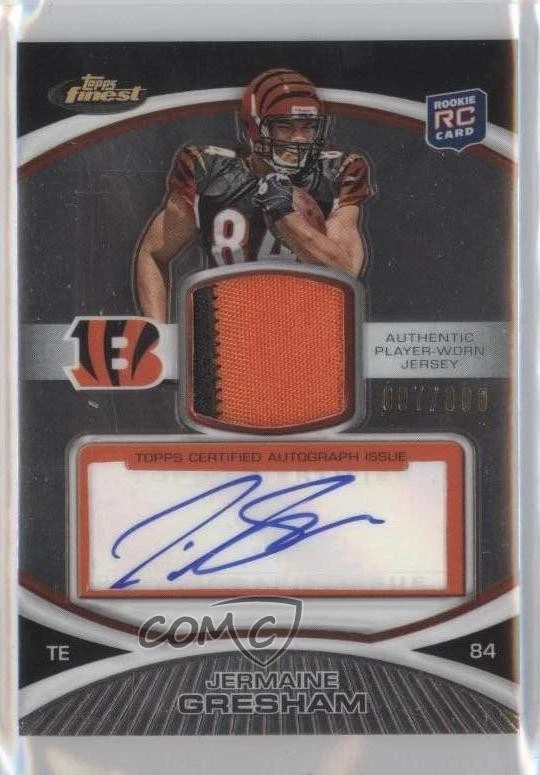 2010 Topps Finest Rookie Patch Auto /300 Jermaine Gresham #27 RPA Patch Auto RC - Image 1 of 2
