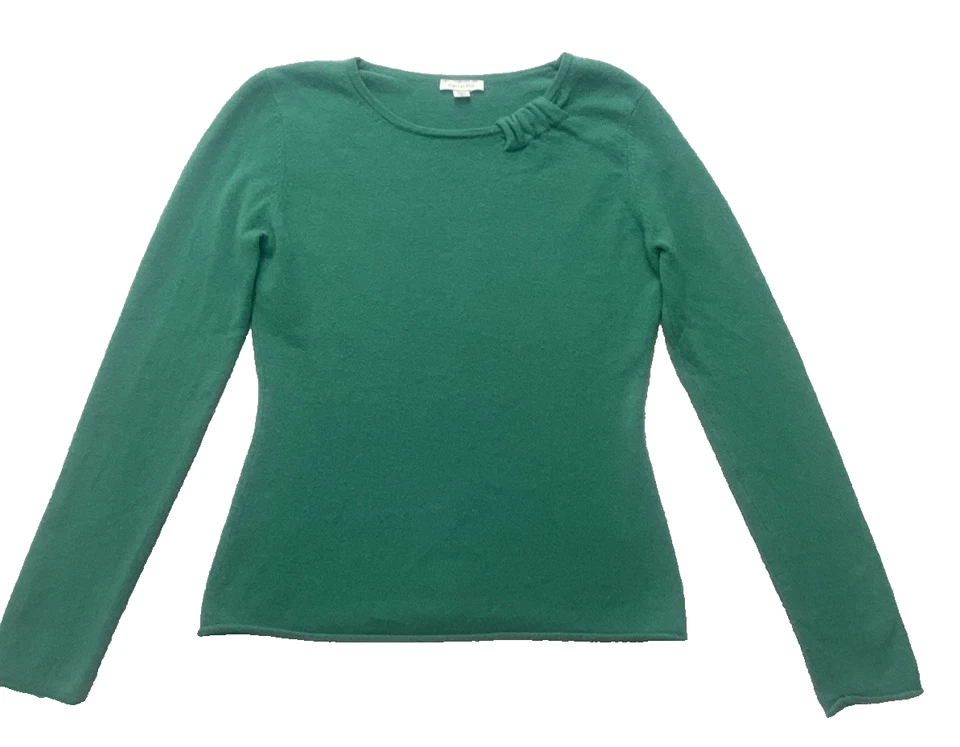 Garnet Hill  Womens Cashmere Sweater Small Green Cozy Casual Soft - Image 1 of 4